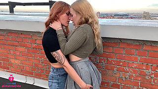 Public Lesbian Sex on the Roof