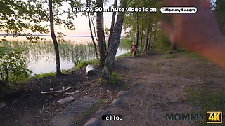 Malusha and Moonlmp get naughty in the jogging lane and share a big cock