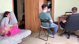 Hot Girl Fucked While Amateur Cuckold Sees Movie