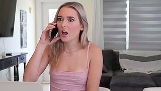 Blonde Gets Naughty in Kitchen While on the Phone