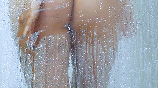College Tanned Gorgeous Girl take a shower in Bikini