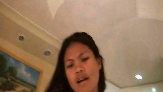 Two horny Filipina sisters share white cock together