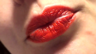 French kissing with me! Red lipstick fetish!