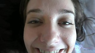 Gia Paige Gets a Face Full of Cum, Eyes Shut