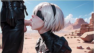 2b Has Fun With A Dick In The Desert. Juicy Anal Creampie! - Nier Automata And Car Toon