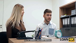 Loan4k. crazy wifey is heavy-breathing of her loser hubby and screwed a loan manager right in front of him