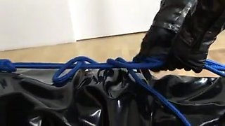 German mistress plays with her slave