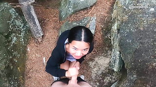 POV : ASIAN GIRL WANTS TO FUCK IN THE FOREST !