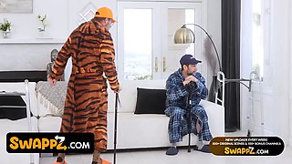 i'm going to fuck your step-granddaughter!" - senior dudes duel turns into hardcore four way