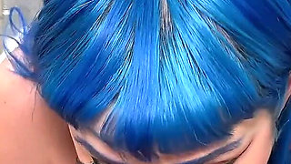 Blue-haired Babe in Bikini Rides Luke Cooper