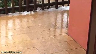 Hot African Housewife Gets Extreme Outdoor Fuck in the Rain - Rough Facial & Big Cock