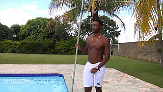 BBC Pool Boy Fucking the Blonde Pussy Boss