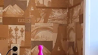 Skinny Sock Teenie Fuck Herself with Pink Dildo