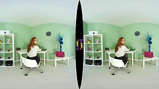Slackin Off; Tall Thin Redhead Striptease Solo Fishnets Lingerie Office Secretary