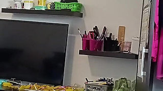 Amateur Woman Has Fun Trying on Clothes and Cutting Them.