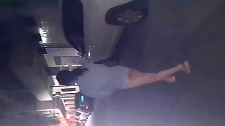 Blonde Amateur Takes Facial Outdoors In Public