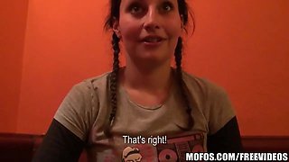 Pretty czech college girl is picked up in a coffee shop & paid to bang