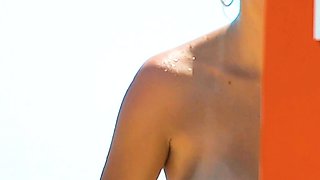 Look at this slim Russian nudist getting tan