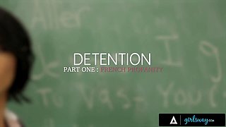 Girlsway - schoolgirl Samantha Rone anal punished by professor Dana Vespoli in detention - part 1&2
