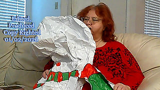 BBW Mature Redheaded Nurse Vicki Blows up Inflatable Snowman for You