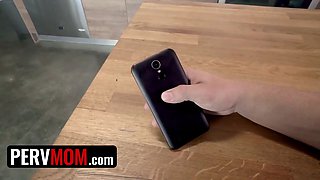 Pervmom - spectacular step-mom leaves her clueless husband waiting for her while she gaggs on stepson's dick