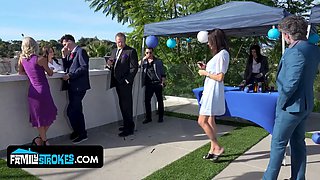 Step sisters part 3 - grubby sluts gal and aubree reunite stepmommy and stepdaddy with a filthy group fuck