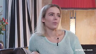 German Amateur Sandy S Solo Masturbation with Dildo and Pierced Nipples HD