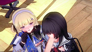 Wuthering Waves- Chisa X Phoebe FFM Rough Sex BDSM - 3D Hentai Animations