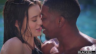 Two bombshell beauties team up and invite two stacked black guys and indulge in a wild BBC foursome sex