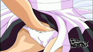Beautiful looking sexy maids get fingered and fucked by spoiled hentai prince