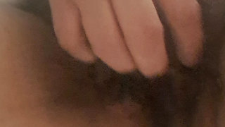 Before the shower, Mom's hairy pussy is hot