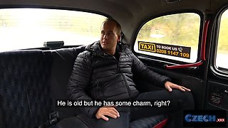 Czech xxx - hot blond cab driver with hugh boobs gets Pussy Licking climaxes