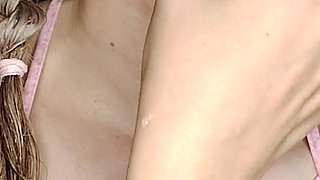 I Lick My Thin Fingers and Get a Large Portion of Cum on My Plump Lips.