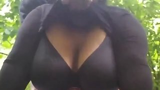Fucking young thick big booty ebony slut out in public