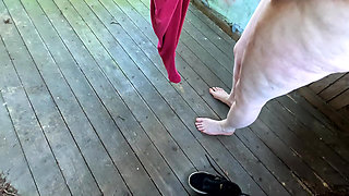 Tits and ass spanked on the porch