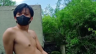 Super Cute Asia Boy Outdoor Wanking Session
