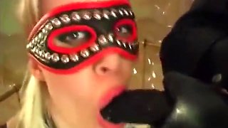Dirty Slave In Fetish Leather Fucked By A Sex Toy