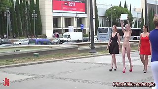 Nerea Falco And Steve Holmes In Publicly Humiliated And Rough Fucked Shaved Head Slave