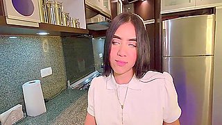 My Stepbrother Comes Out Of His Room Naked And When He Sees Me Dressed In My Study Uniform He Gets Excited