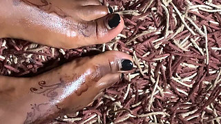 Hot Ebony Babe Foot Massage Section