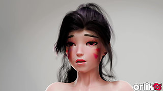 D.va Gangbang Photoshoot - DP & Creampie - 3D Overwatch Animation