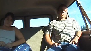 Backseat fuck in the doggy style with a hot brunette Mimi