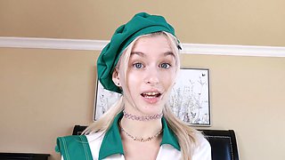 Petite teen Emma Rosie gets her shaved pussy railed in doggy style