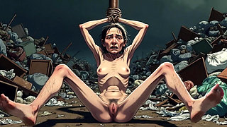 Dirty Woman Covered in Trash in Bondage - Extremely Horny & Desperate