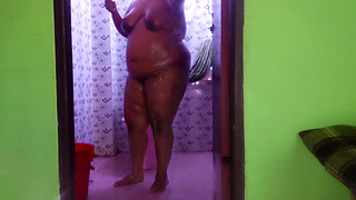 when my stepmom shower in my toilet without lock door, i see her big ass & huge tits naked body then i fuck her after shower