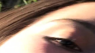 Lupe goes solo outdoors on the grass