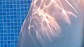 Nude Pool Tease and Masturbation While He Watches