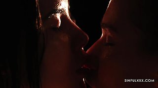 Dim light masturbation video featuring two sexy lesbians Alexis Crystal and Lady Dee