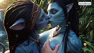 Pandora moonlight guides blue anime Avatar babes to taste human cock