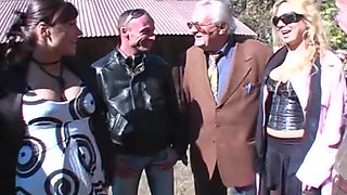 Sexy Lesbian Threesome In The Garden - Veronica Belli